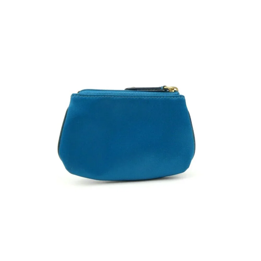 Coach Amanda Teal Satin Mini‎ Skinny Zip Coin Purse 42030